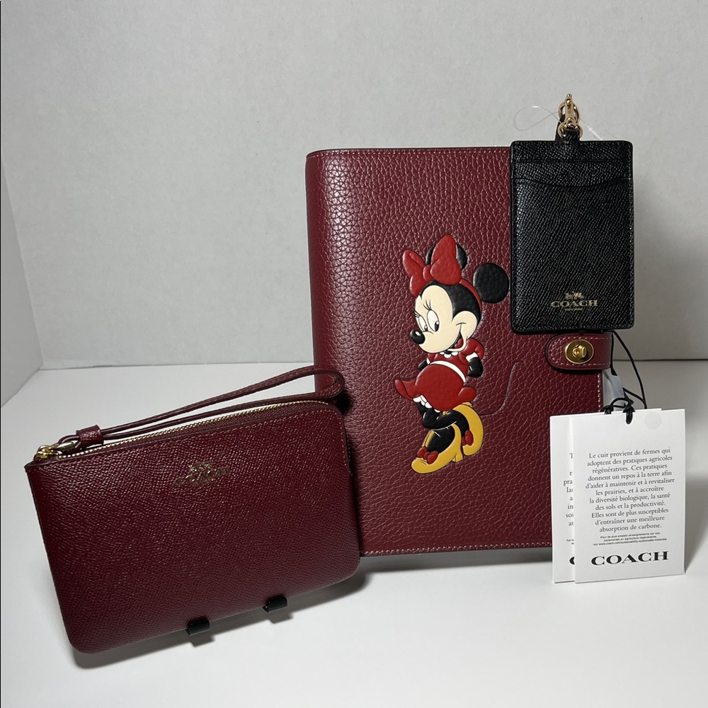 Coach Burgundy and Black Leather Trio
